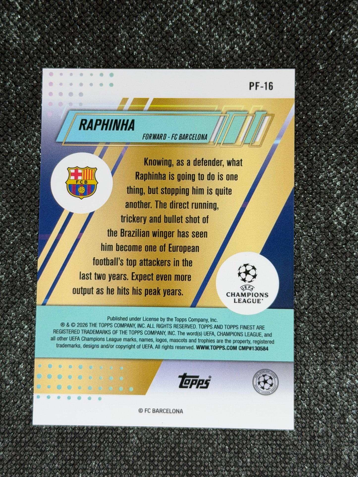 2025-26 Topps Finest UCC Prized Footballers Insert Green 69/99 - Raphinha
