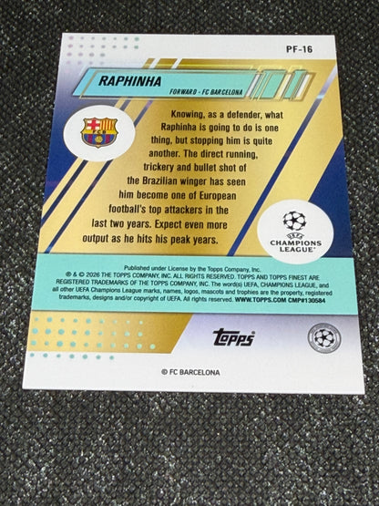 2025-26 Topps Finest UCC Prized Footballers Insert Green 69/99 - Raphinha