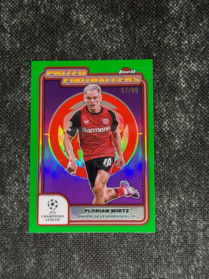 2024-25 Topps Finest UCC Prized Footballers Insert Green Refractor 67/99 - Florian Wirtz