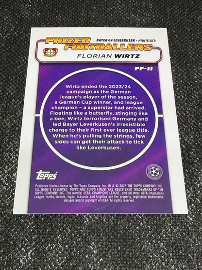 2024-25 Topps Finest UCC Prized Footballers Insert Green Refractor 67/99 - Florian Wirtz