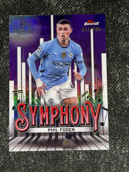 2024-25 Topps Finest UCC Finest Symphony Insert Purple Refractor 054/299 - Phil Foden