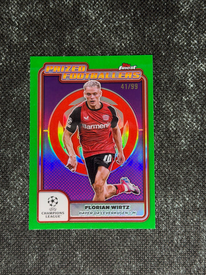 2024-25 Topps Finest UCC Prized Footballers Insert Green Refractor 41/99 - Florian Wirtz