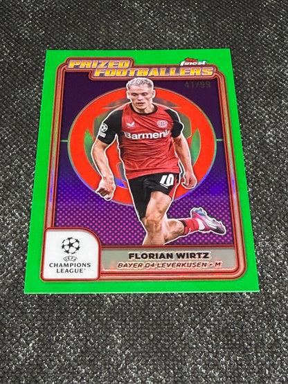 2024-25 Topps Finest UCC Prized Footballers Insert Green Refractor 41/99 - Florian Wirtz