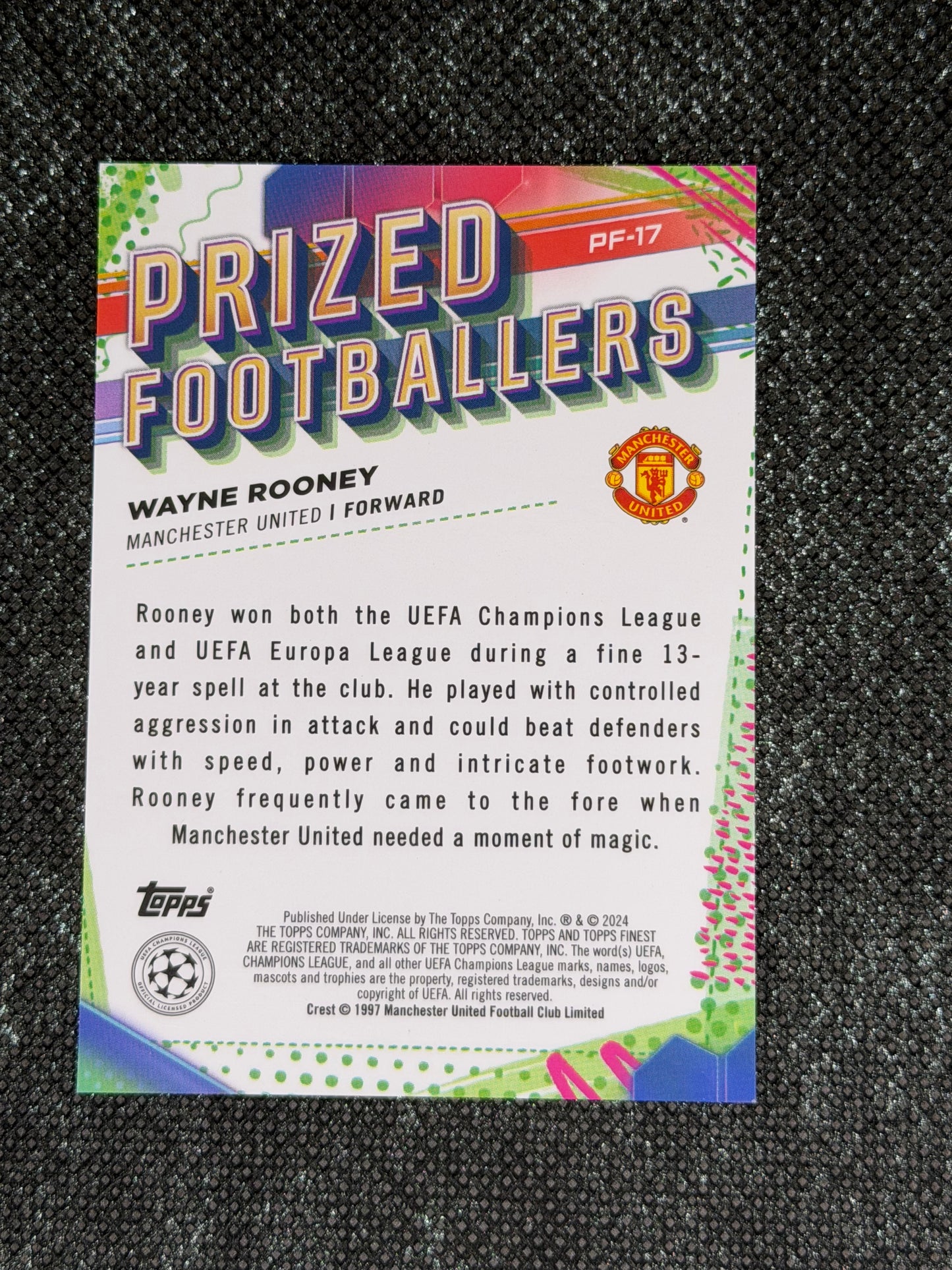 2023-24 Topps Finest UCC Prized Footballers Insert Purple 044/299 - Wayne Rooney