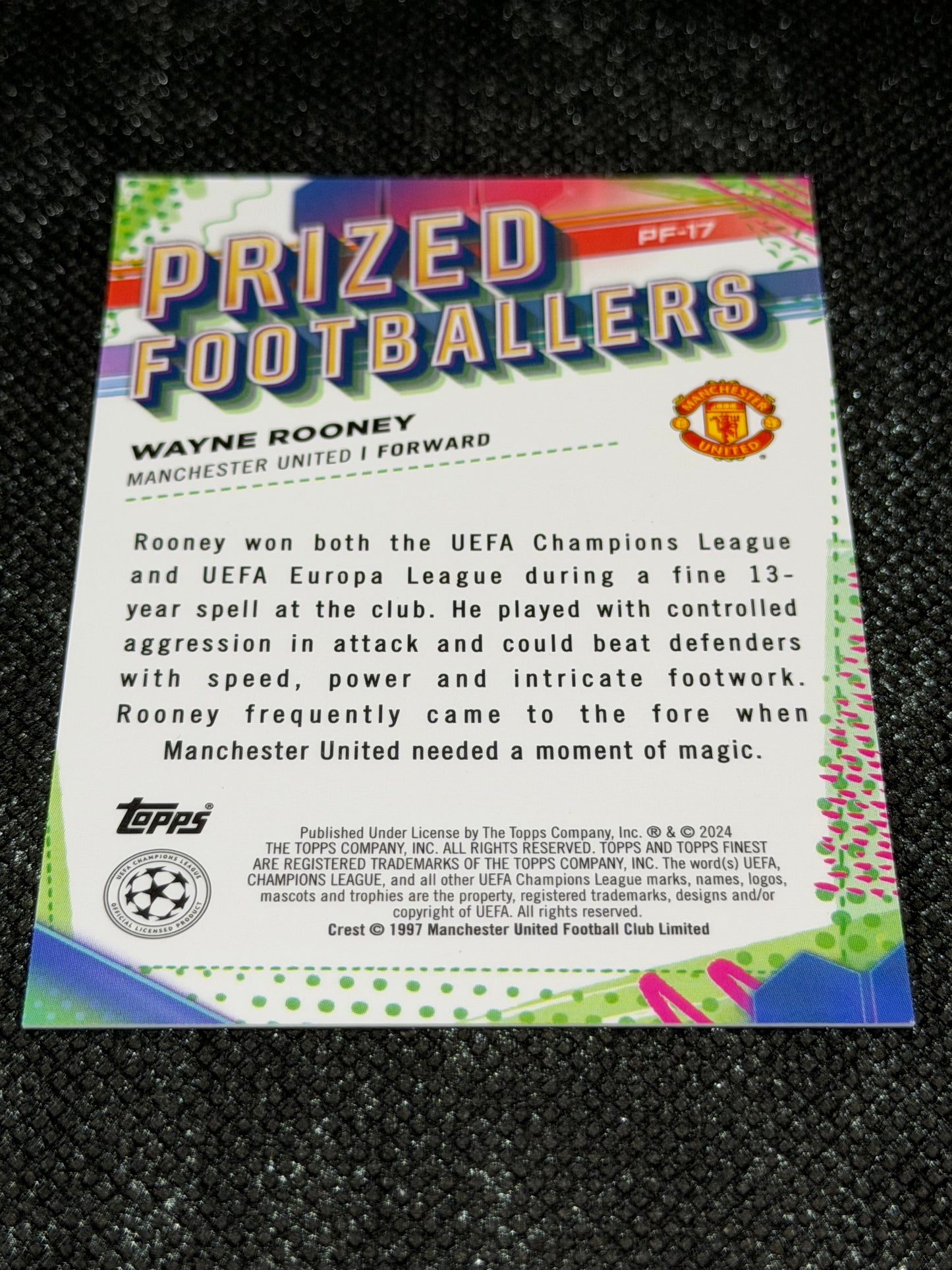 2023-24 Topps Finest UCC Prized Footballers Insert Purple 044/299 - Wayne Rooney