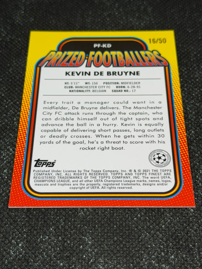 2020-21 Topps Finest UCC Prized Footballers Insert Gold 16/50 - Kevin De Bruyne