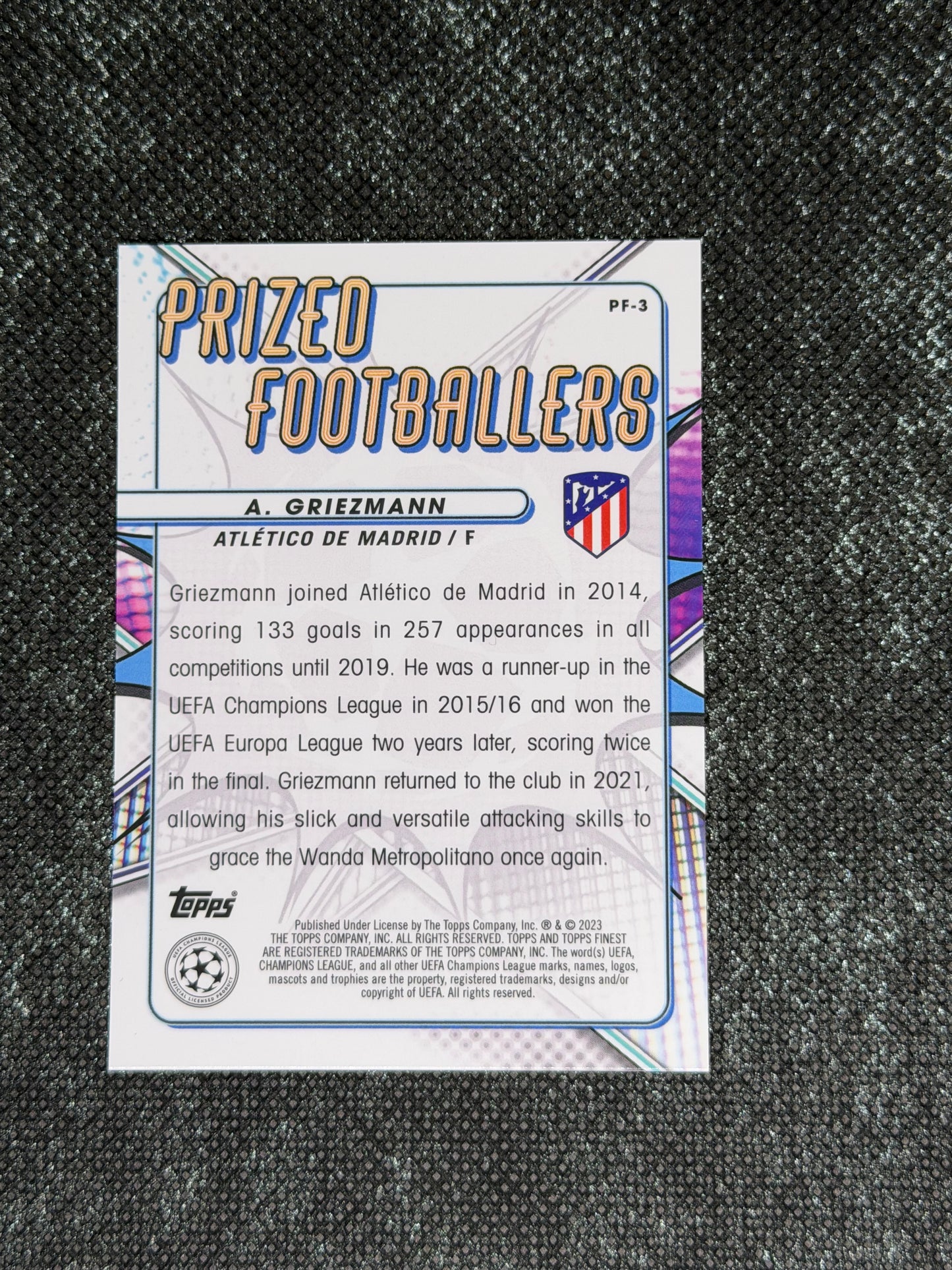2022-23 Topps Finest UCC Prized Footballers Rose Gold 30/75 - Antoine Griezmann