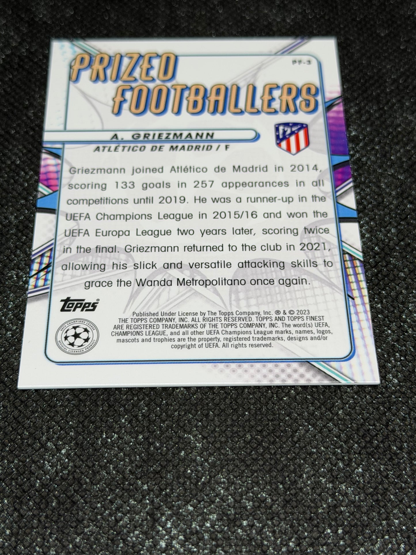 2022-23 Topps Finest UCC Prized Footballers Rose Gold 30/75 - Antoine Griezmann