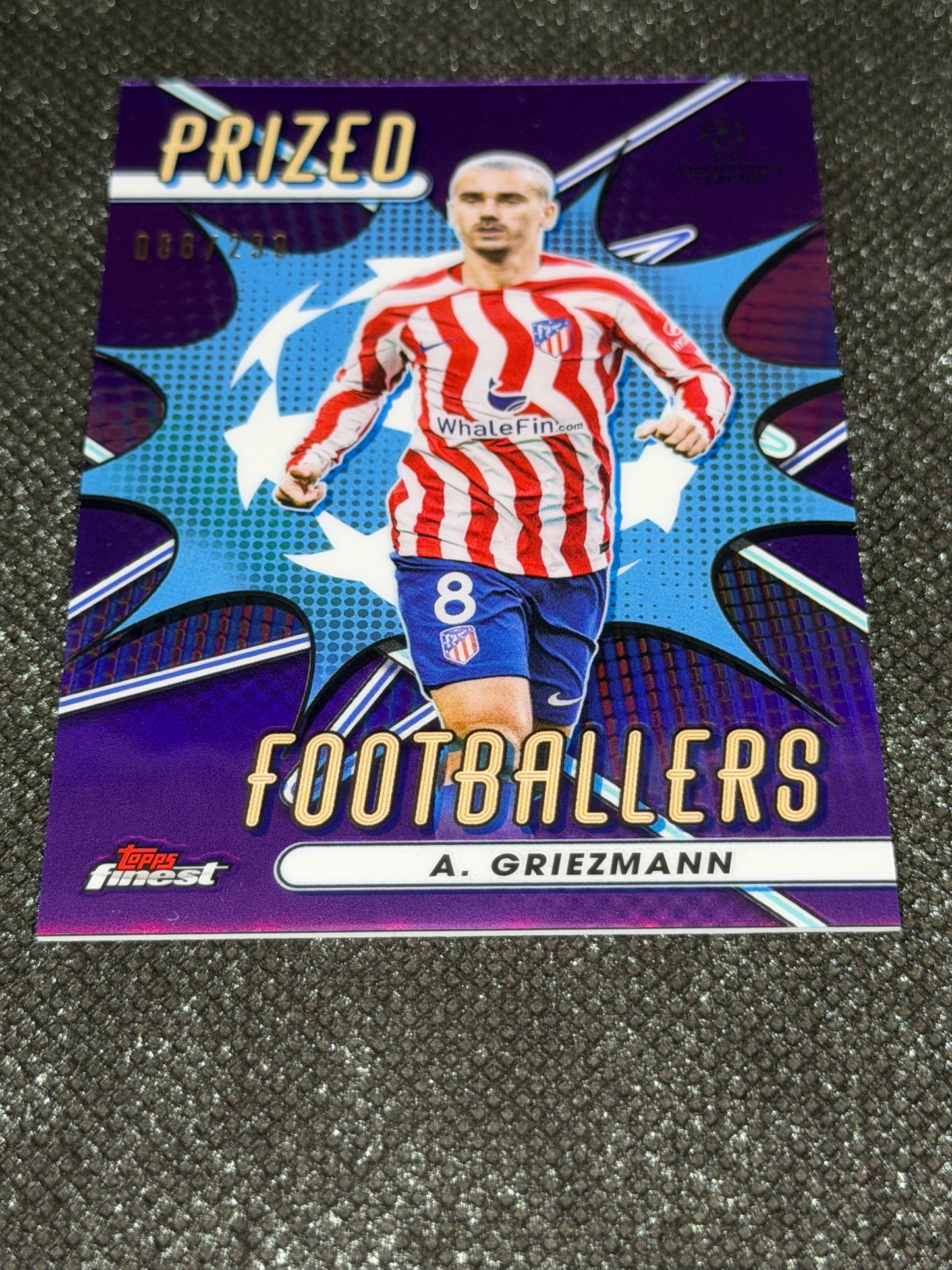 2022-23 Topps Finest UCC Prized Footballers Purple 086/299 - Antoine Griezmann