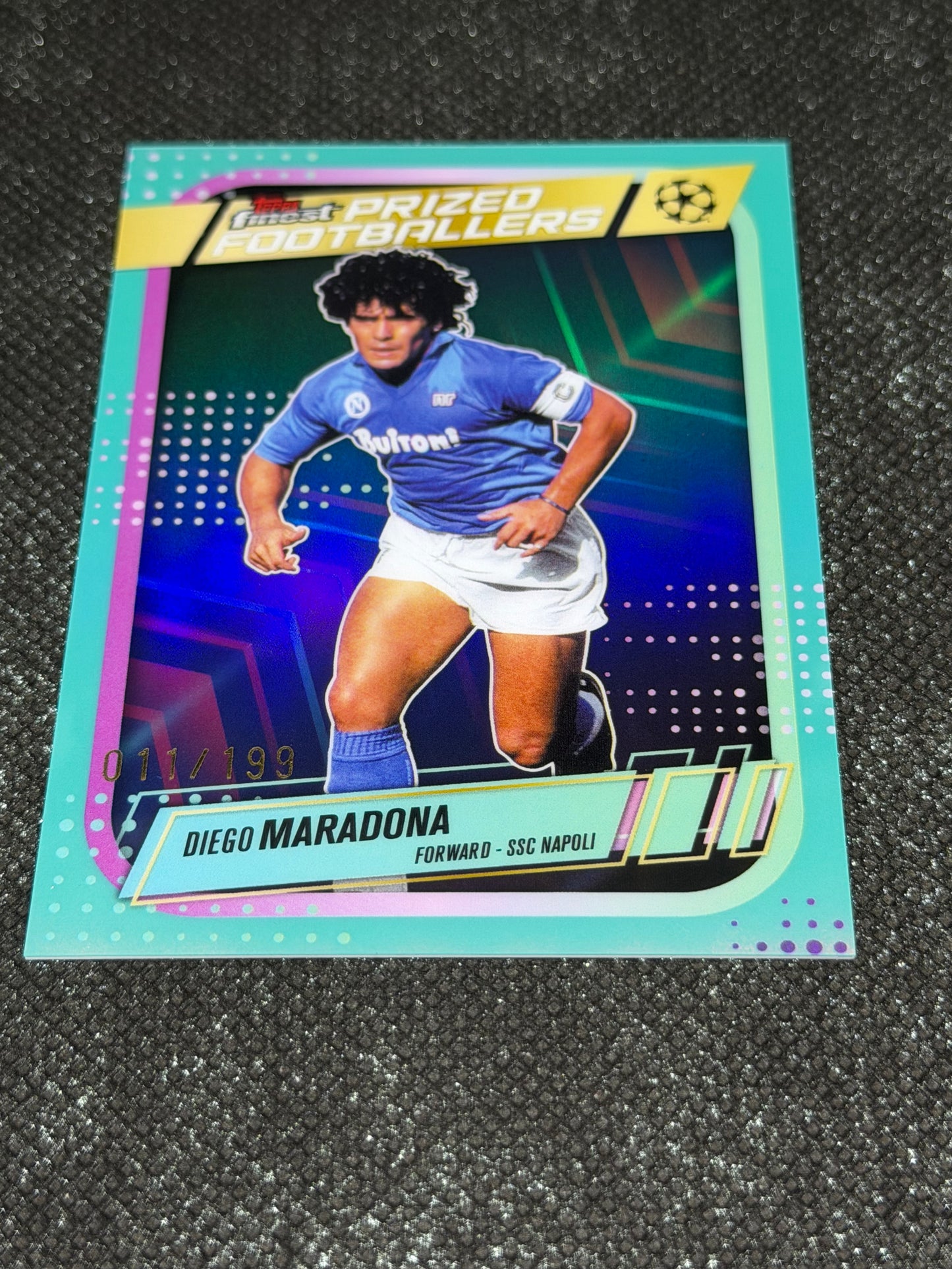 2025-26 Topps Finest Prized Footballers Insert Aqua 011/199 - Diego Maradona
