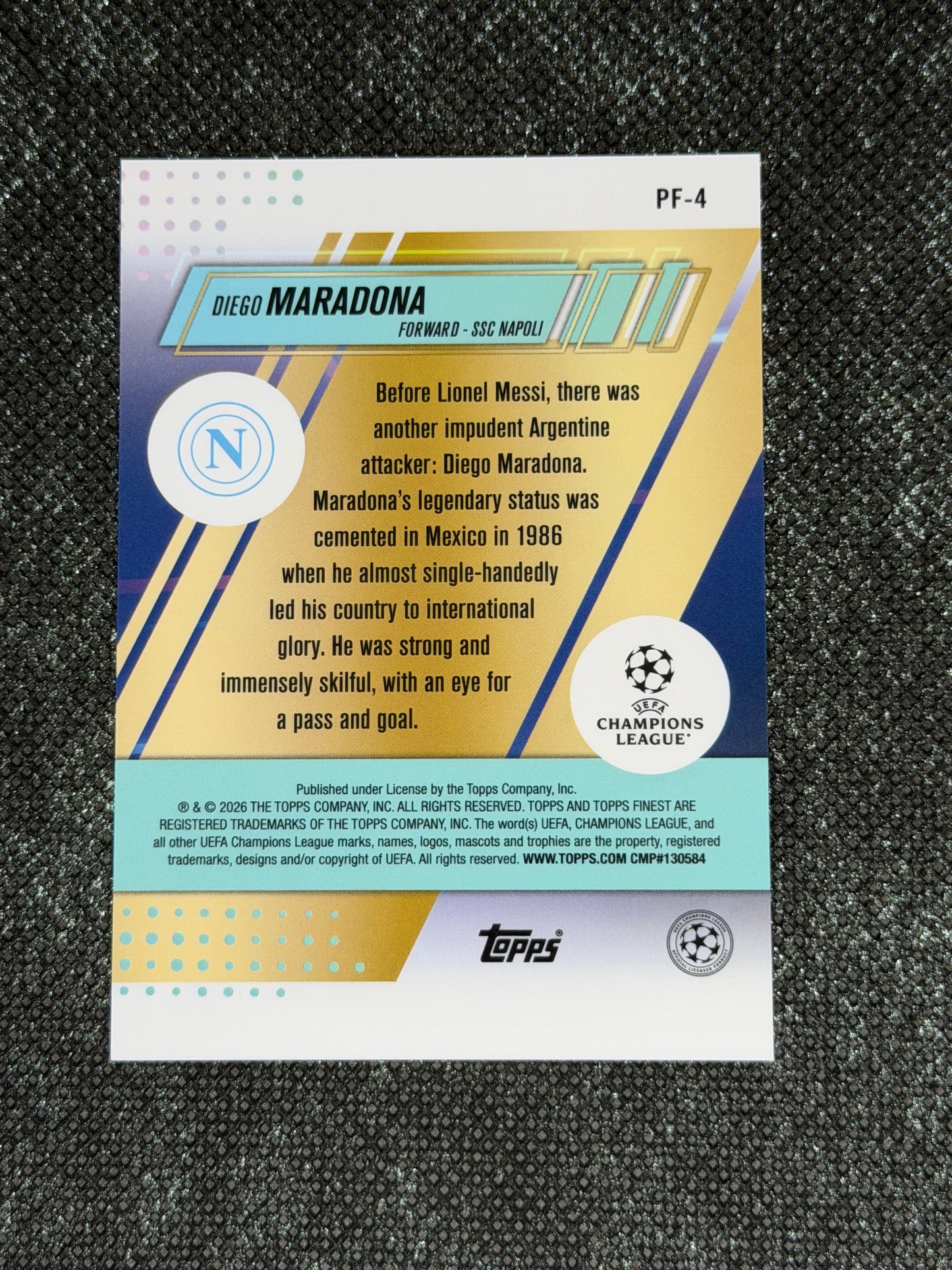 2025-26 Topps Finest Prized Footballers Insert Aqua 011/199 - Diego Maradona