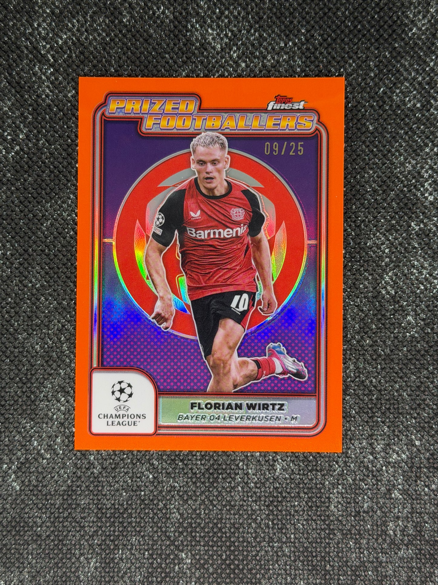 2024-25 Topps Finest UCC Prized Footballers Insert Orange 09/25 - Florian Wirtz
