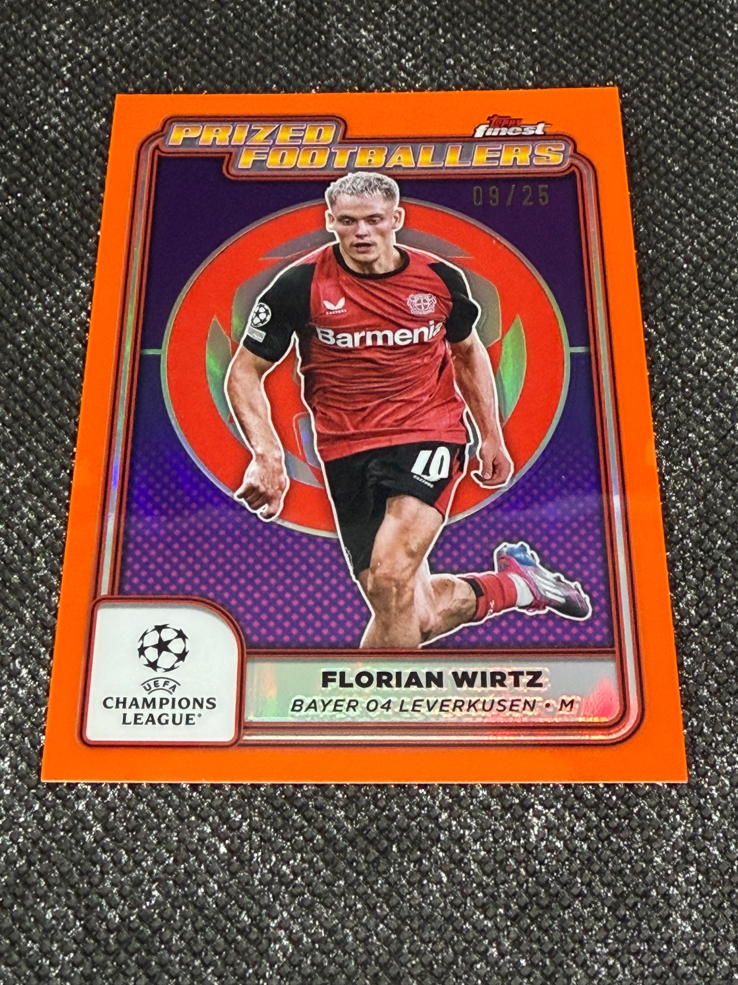 2024-25 Topps Finest UCC Prized Footballers Insert Orange 09/25 - Florian Wirtz