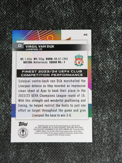 2023-24 TOPPS FINEST UCC GREEN REFRACTOR 87/99 - VIRGIL VAN DIJK