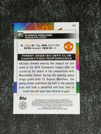2023-24 TOPPS FINEST UCC AQUA REFRACTOR 027/250 - RASMUS HOJLUND