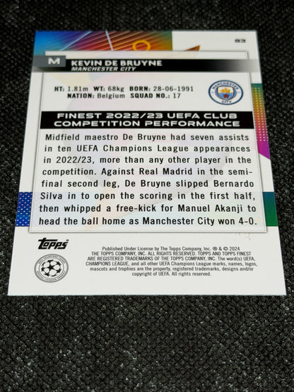 2023-24 TOPPS FINEST UCC GREEN REFRACTOR 89/99 - Kevin De Bruyne