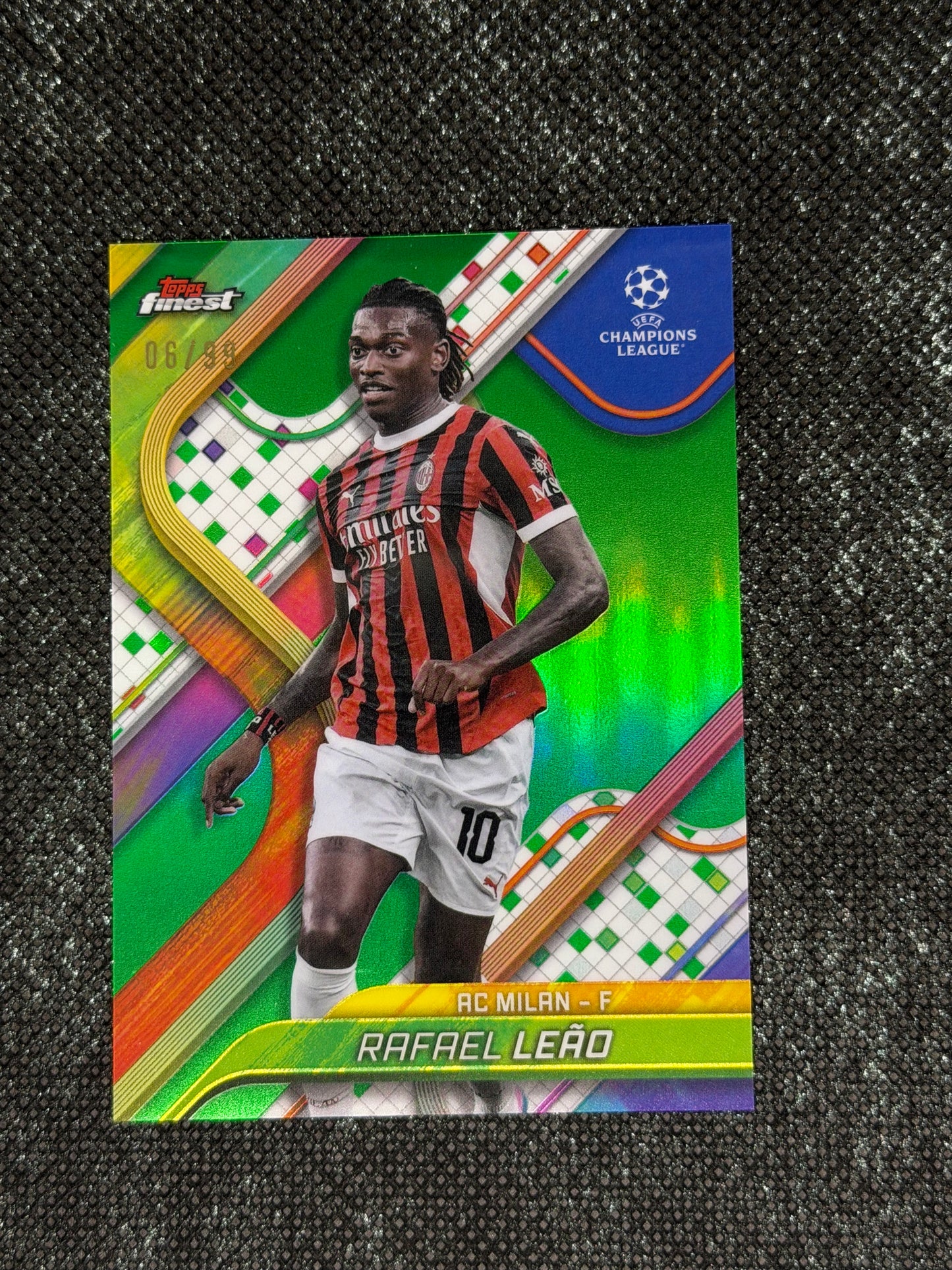 2024-25 Topps Finest UCC Green Wave Refractor 06/99 - Rafael Leao