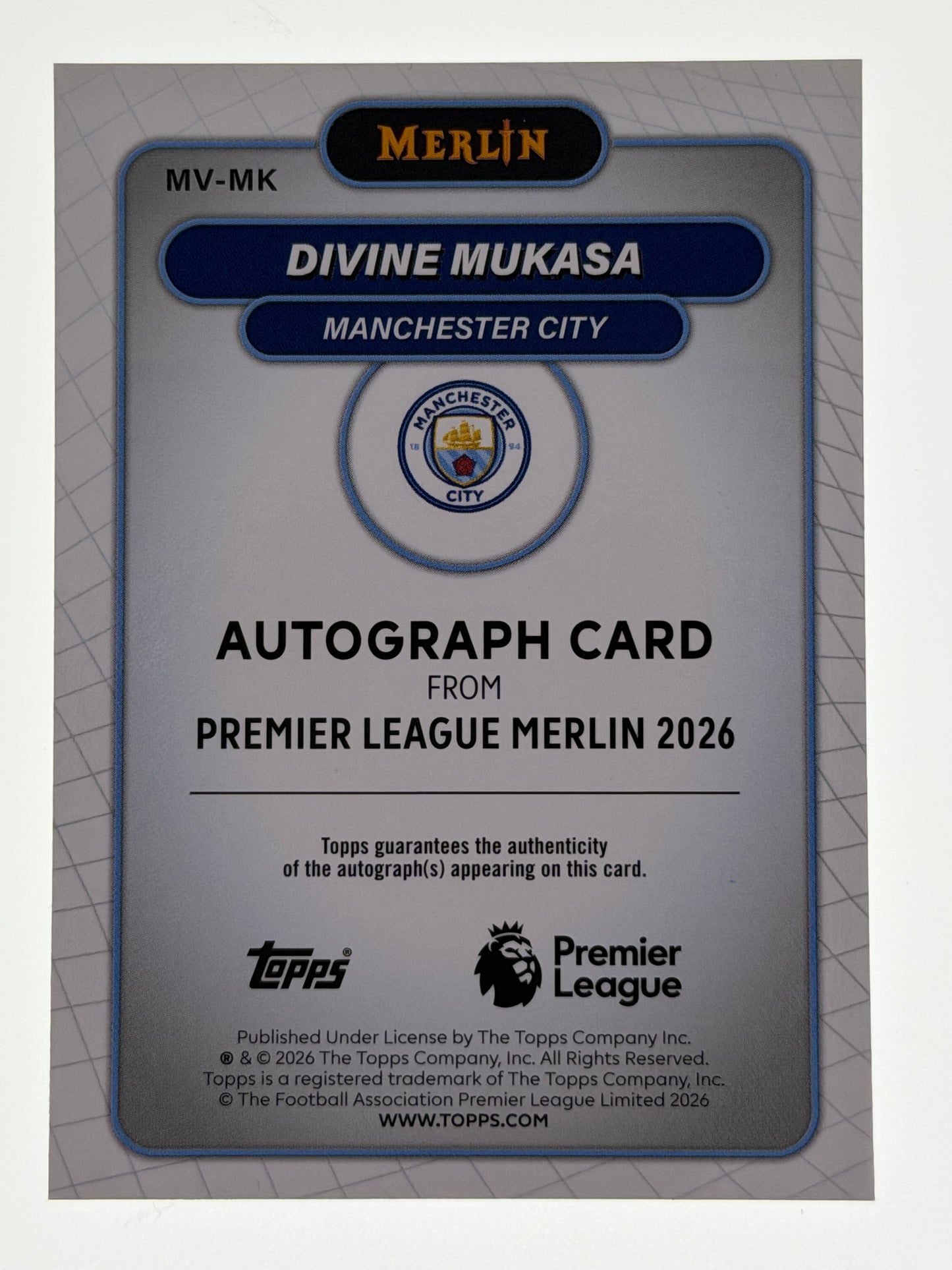 2025-26 Topps Premier League Merlin RC Autograph - Divine Mukasa