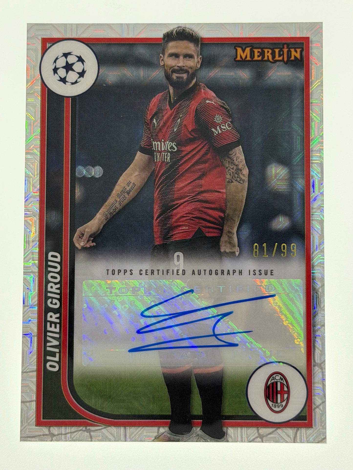2023-24 Topps Merlin UEFA Club Competitions Autograph Card Mojo 81/99 - Olivier Giroud
