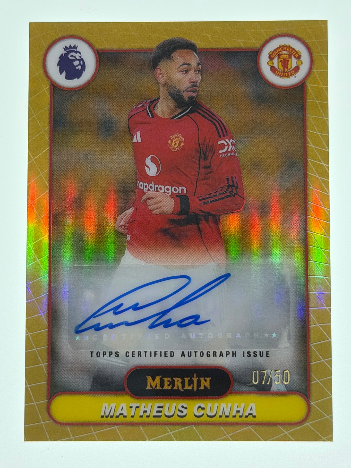 2025-26 Topps Merlin Premier League Autograph Card Gold 07/50 - Matheus Cunha