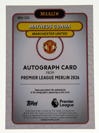 2025-26 Topps Merlin Premier League Autograph Card Gold 07/50 - Matheus Cunha