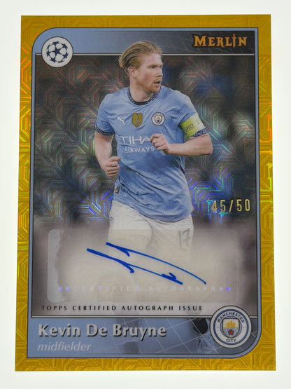 2024-25 Topps Merlin UEFA Club Competitions Autograph Card Gold 45/50  - Kevin De Bruyne