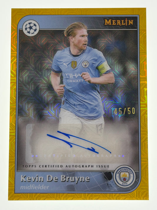 2024-25 Topps Merlin UEFA Club Competitions Autograph Card Gold 45/50  - Kevin De Bruyne
