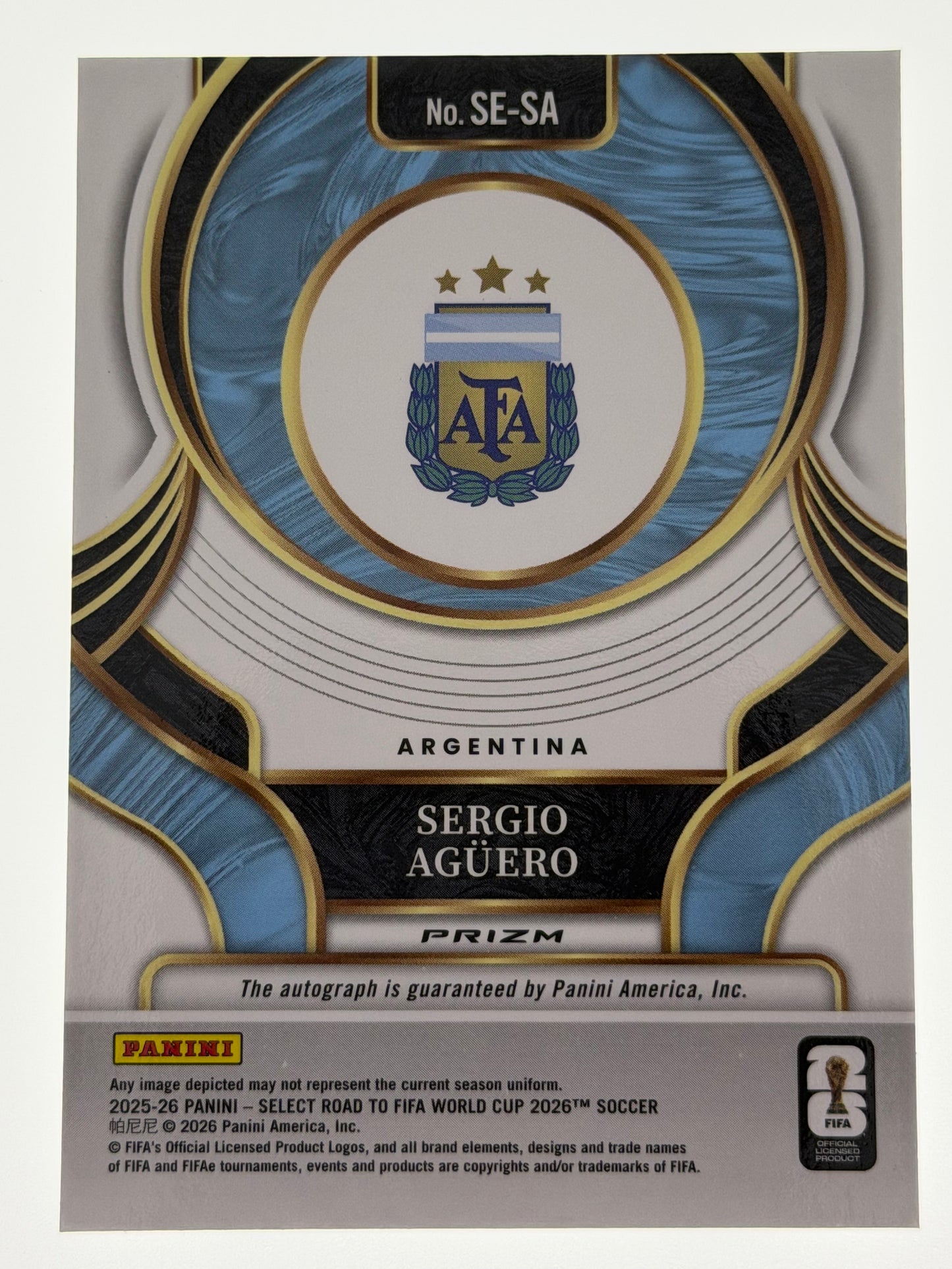 2025-26 Panini - Select Road To FIFA World Cup 2026 Soccer Autograph - Sergio Aguero