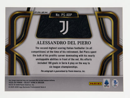 2025-26 Panini - Select Serie A Soccer Pitchside Signatures Red Wave - Alessandro Del Piero