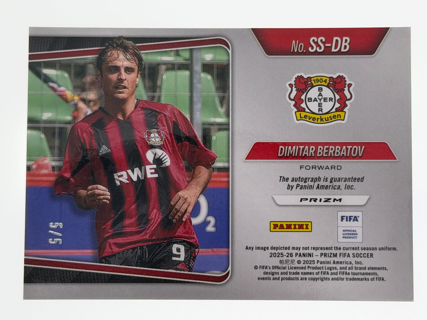 2025-26 Panini - Prizm FIFA Soccer Sensational Signatures Purple 5/5 - Dimitar Berbatov