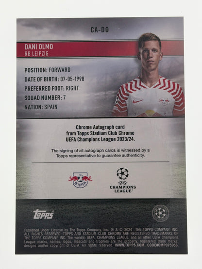 2023-24 Topps Stadium Club Chrome UEFA Champions League Autograph Card - Dani Olmo
