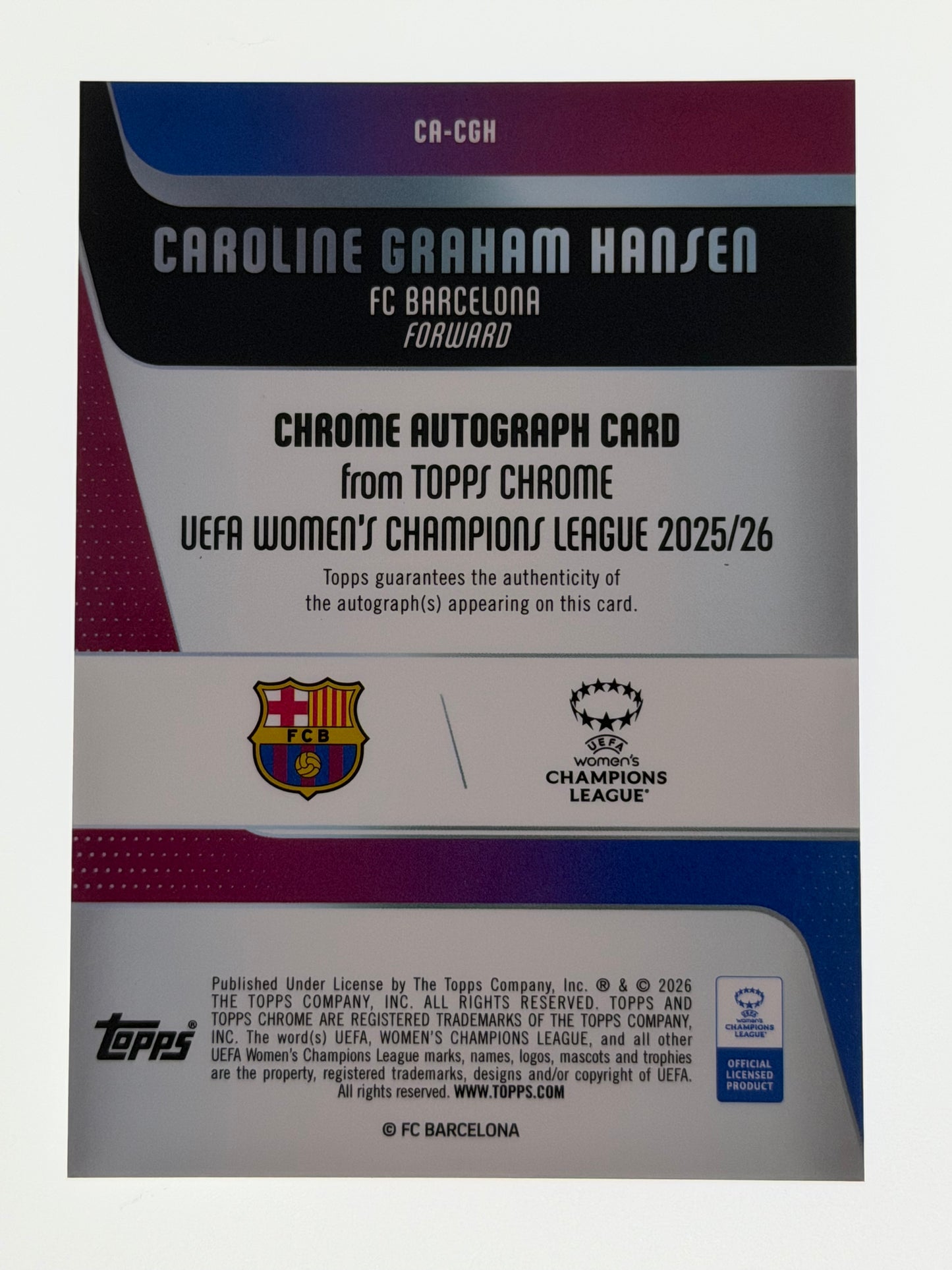 2025-26 Topps Chrome Sapphire UEFA Women's Champions League Purple 26/75 - Caroline Graham Hansen