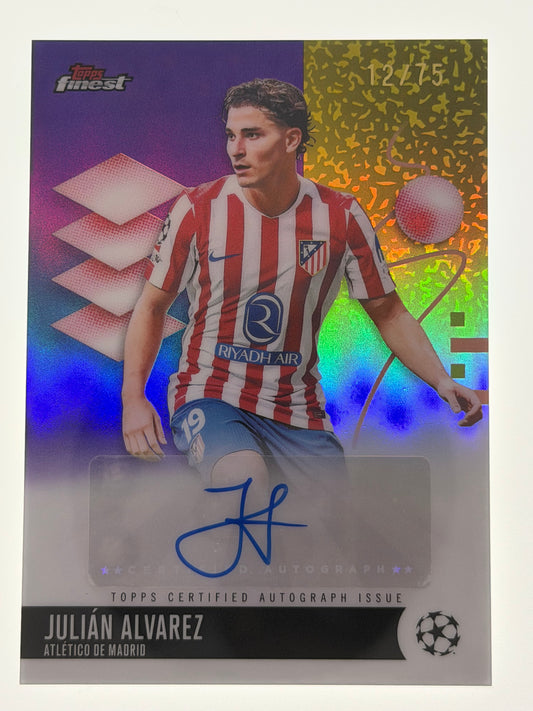 Topps Finest UEFA Club Competitions Autograph Card Purple 12/75 - Julian Alvarez