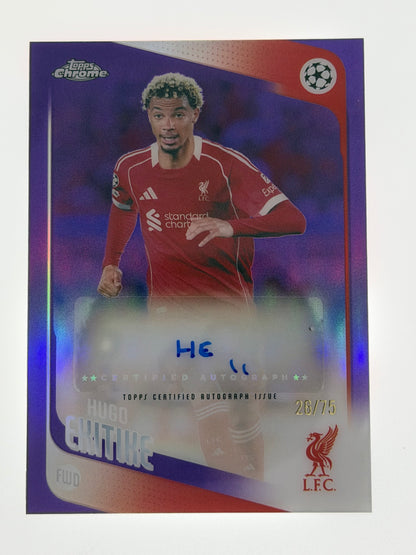 2025-26 Topps UEFA Club Competitions Autograph Card Purple 26/75 - Hugo Ekitike