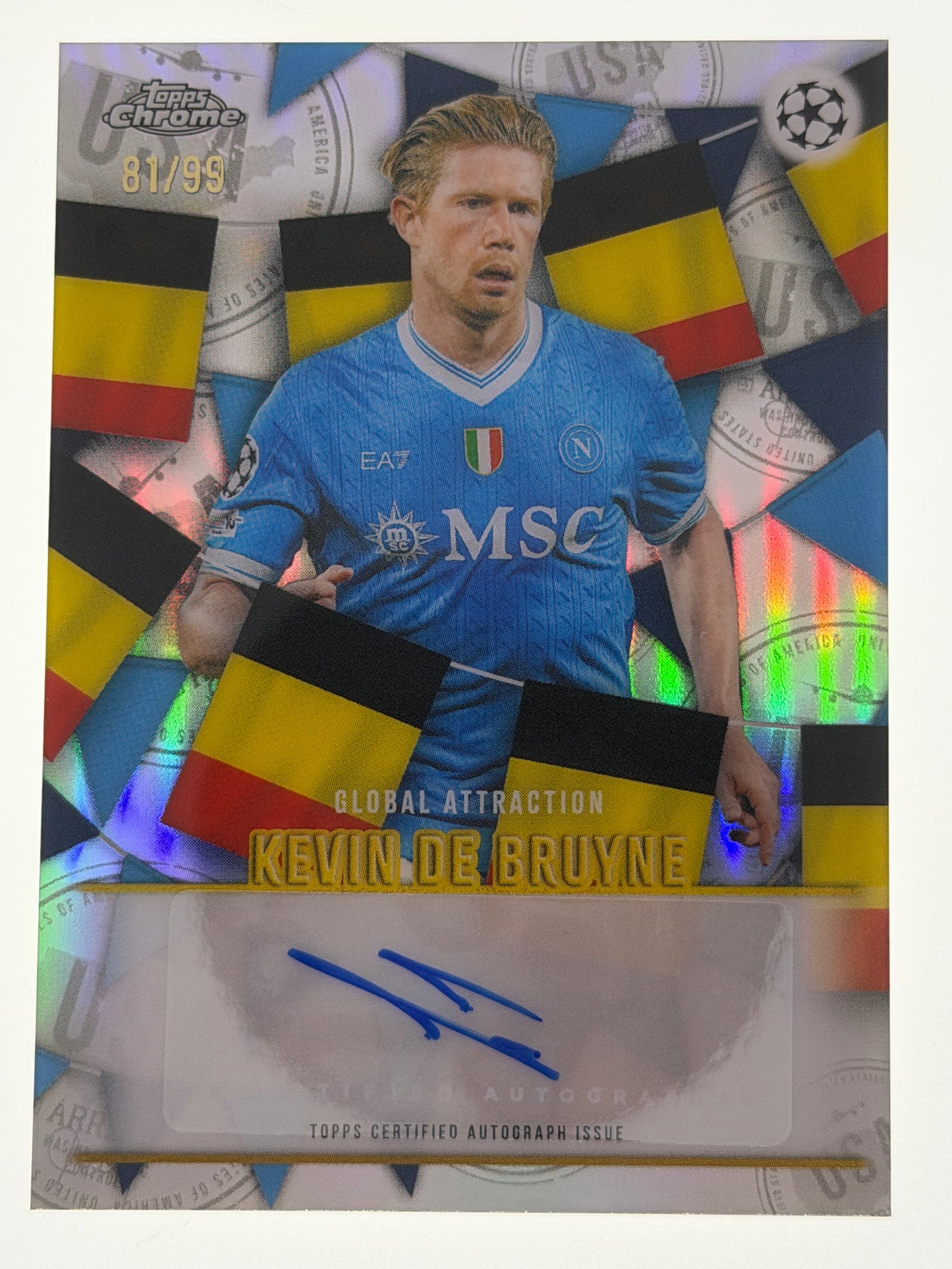 2025-26 Topps UEFA Club Competitions Global Attraction: Summer of 2026 Autograph Card 81/99 - Kevin De Bruyne