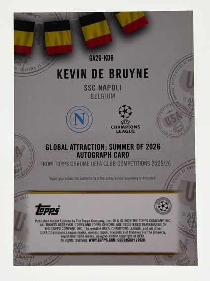 2025-26 Topps UEFA Club Competitions Global Attraction: Summer of 2026 Autograph Card 81/99 - Kevin De Bruyne