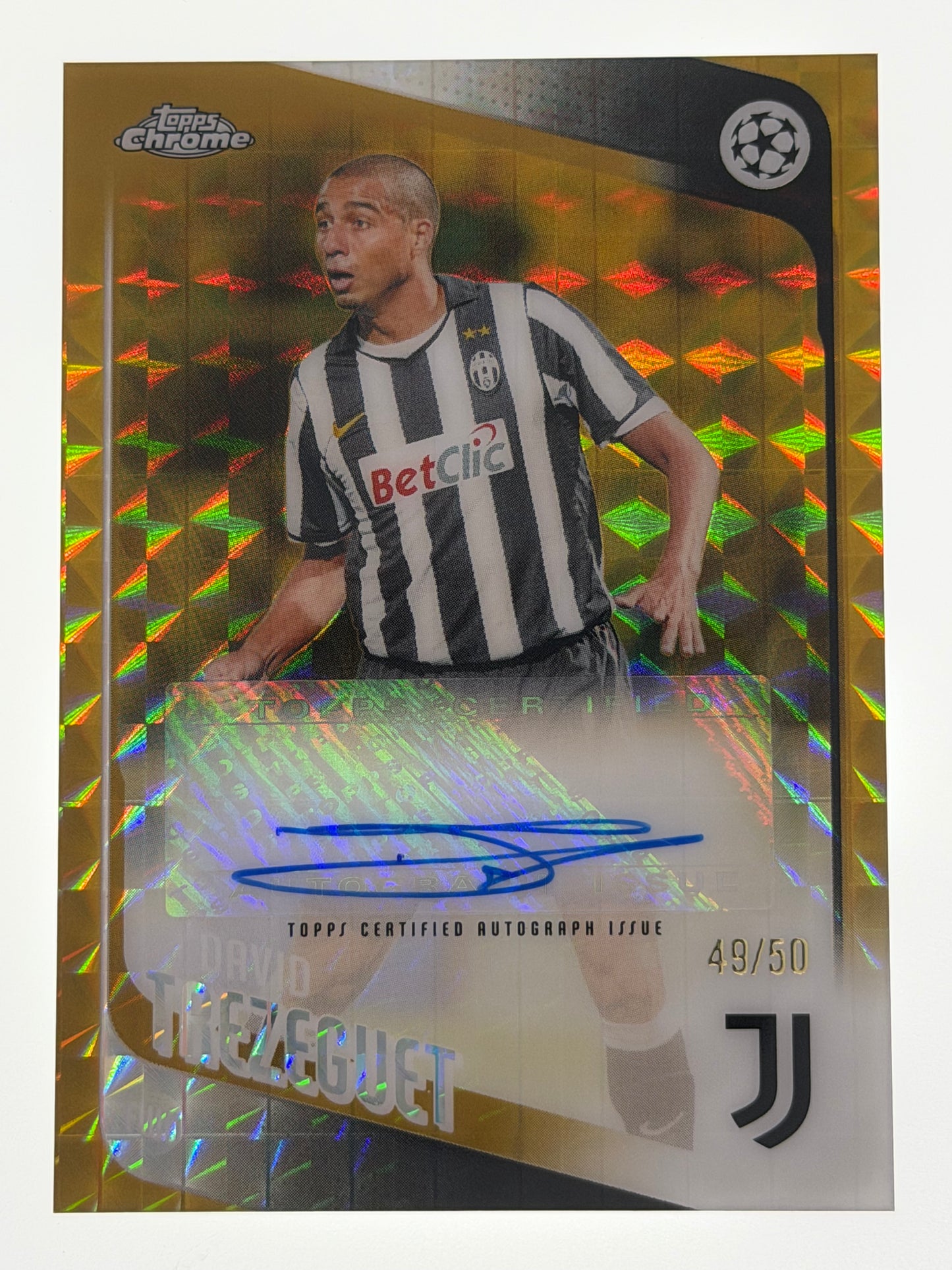 2025-26 Topps Chrome UEFA Club Competitions Autograph Card Gold Geometric 49/50 - David Trezeguet