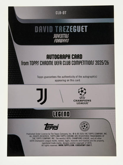 2025-26 Topps Chrome UEFA Club Competitions Autograph Card Gold Geometric 49/50 - David Trezeguet