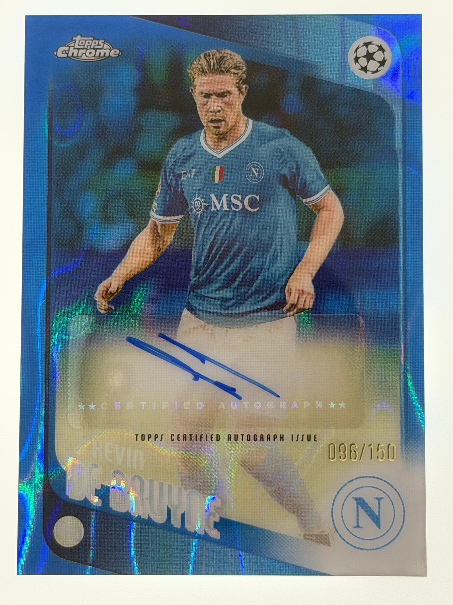 2025-26 Topps UEFA Club Competitions Autograph Card Blue Lava 095/150 - Kevin De Bruyne