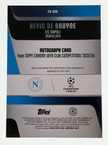 2025-26 Topps UEFA Club Competitions Autograph Card Blue Lava 095/150 - Kevin De Bruyne