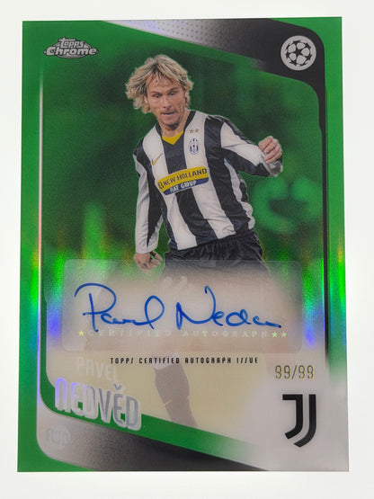 2025-26 Topps UEFA Club Competitions Autograph Card Green 99/99 - Pavel Nedved