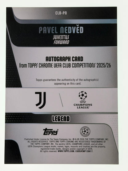 2025-26 Topps UEFA Club Competitions Autograph Card Green 99/99 - Pavel Nedved