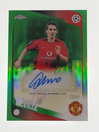 2025-26 Topps UEFA Club Competitions Autograph Card Green 23/99 - Gary Neville