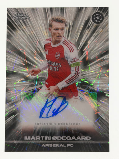 2025-26 Topps Chrome UEFA Club Competitions Black Lazer Autograph Card - Martin Odegaard