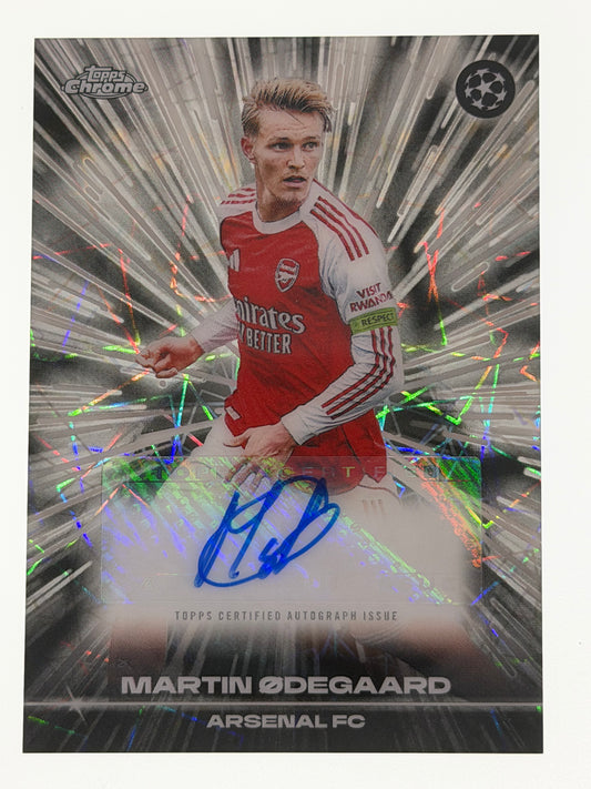 2025-26 Topps Chrome UEFA Club Competitions Black Lazer Autograph Card - Martin Odegaard