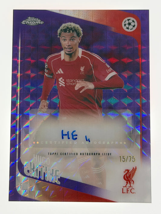 2025-26 Topps UEFA Club Competitions Autograph Card Purple Geometric 15/75 - Hugo Ekitike
