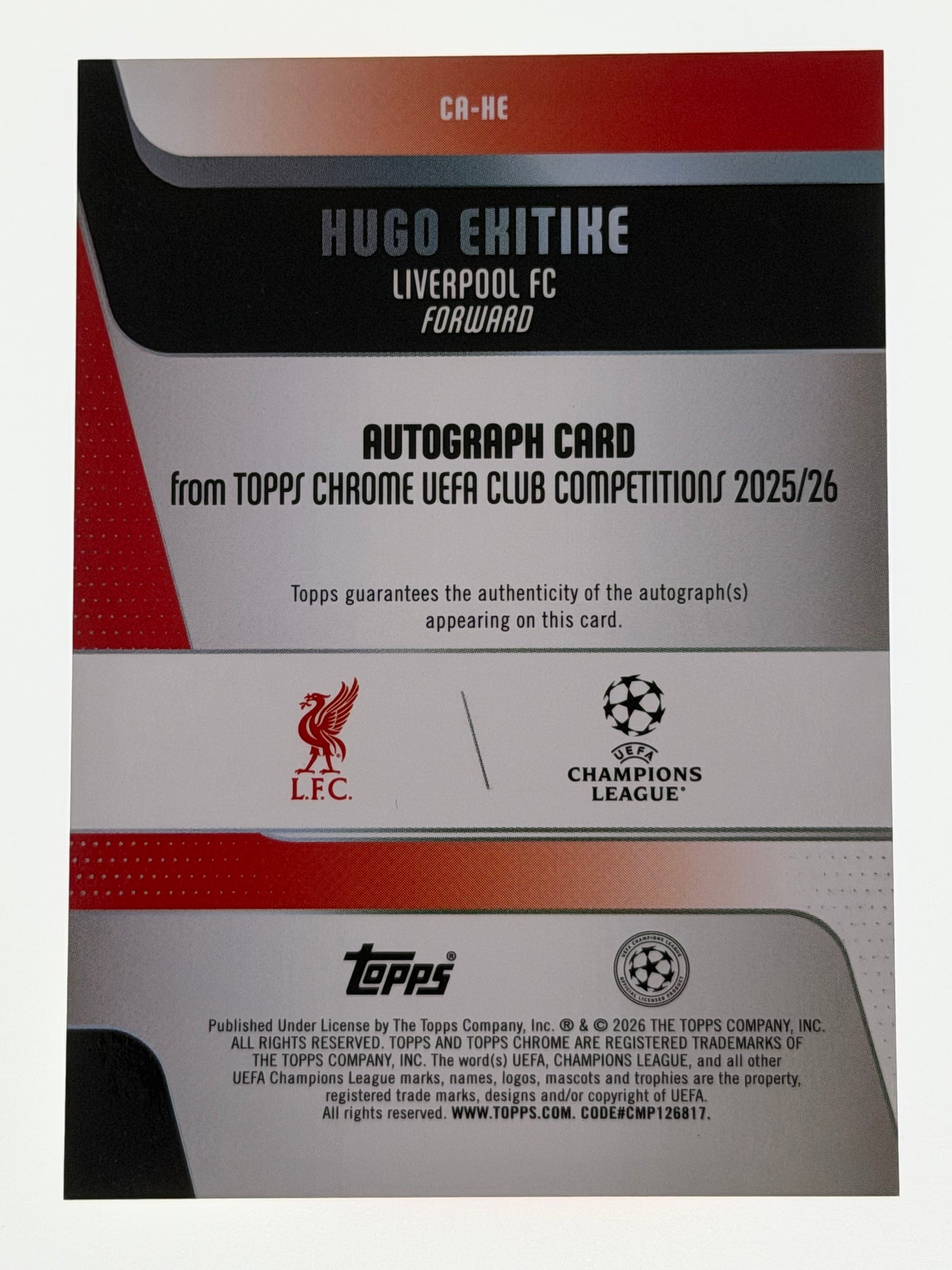 2025-26 Topps UEFA Club Competitions Autograph Card Purple Geometric 15/75 - Hugo Ekitike