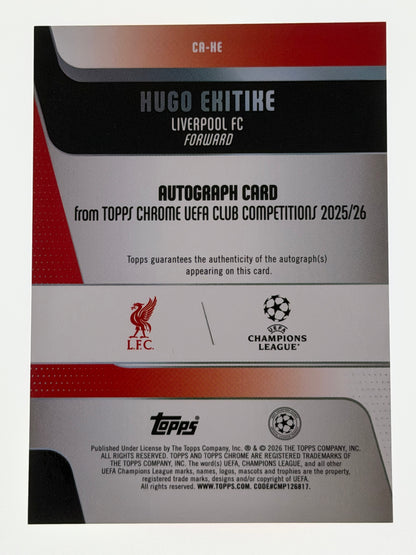 2025-26 Topps UEFA Club Competitions Autograph Card Purple Geometric 15/75 - Hugo Ekitike