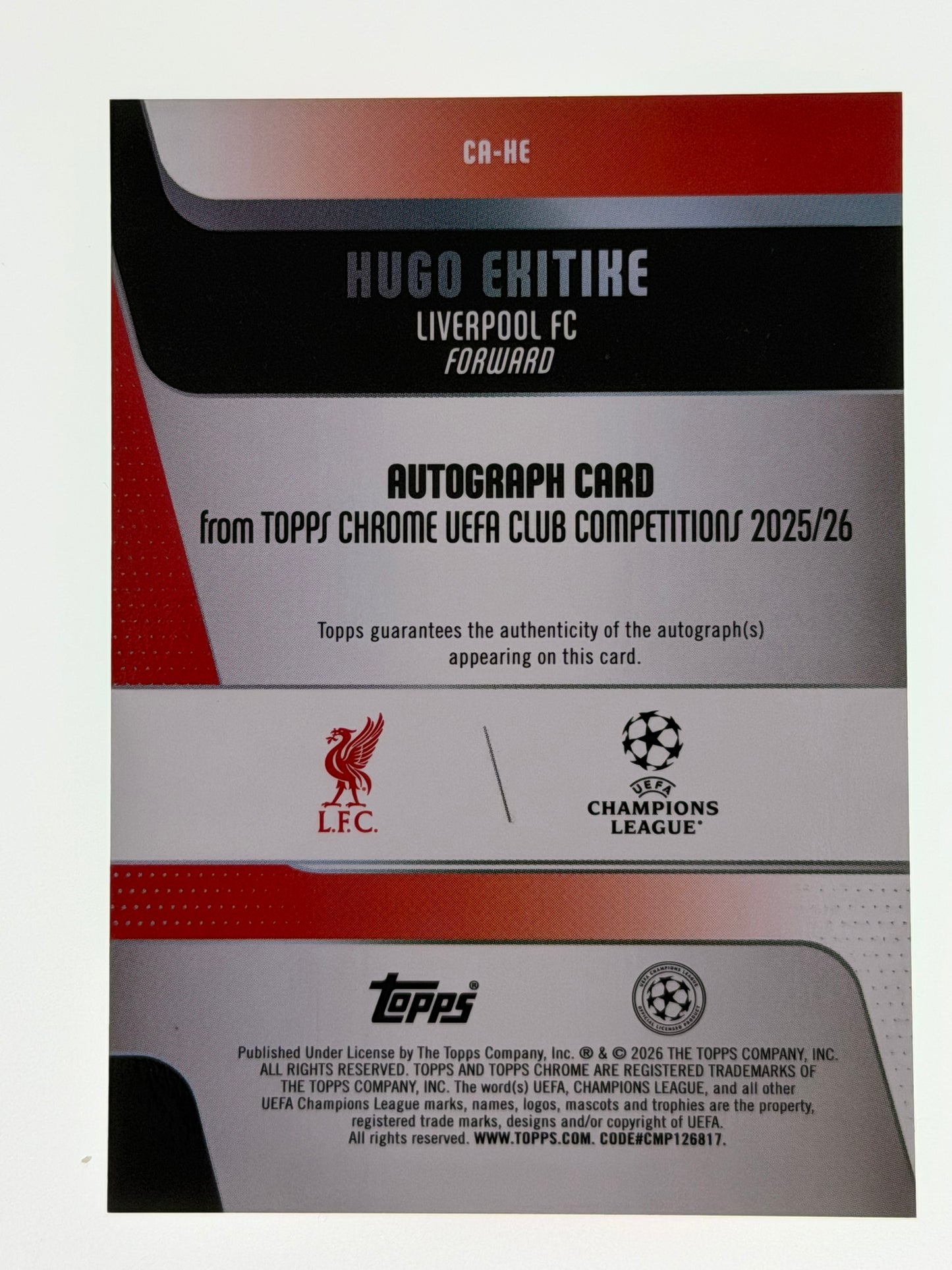 2025-26 Topps UEFA Club Competitions Autograph Card Green Lava 22/99 - Hugo Ekitike