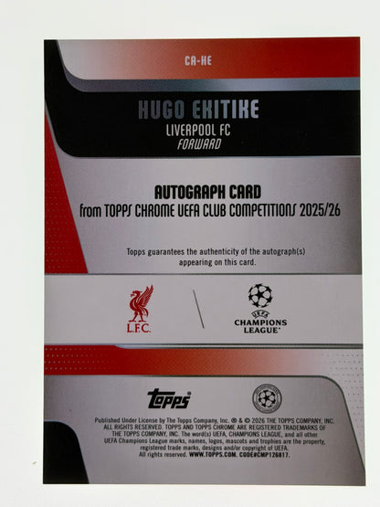 2025-26 Topps UEFA Club Competitions Autograph Card Green Lava 22/99 - Hugo Ekitike